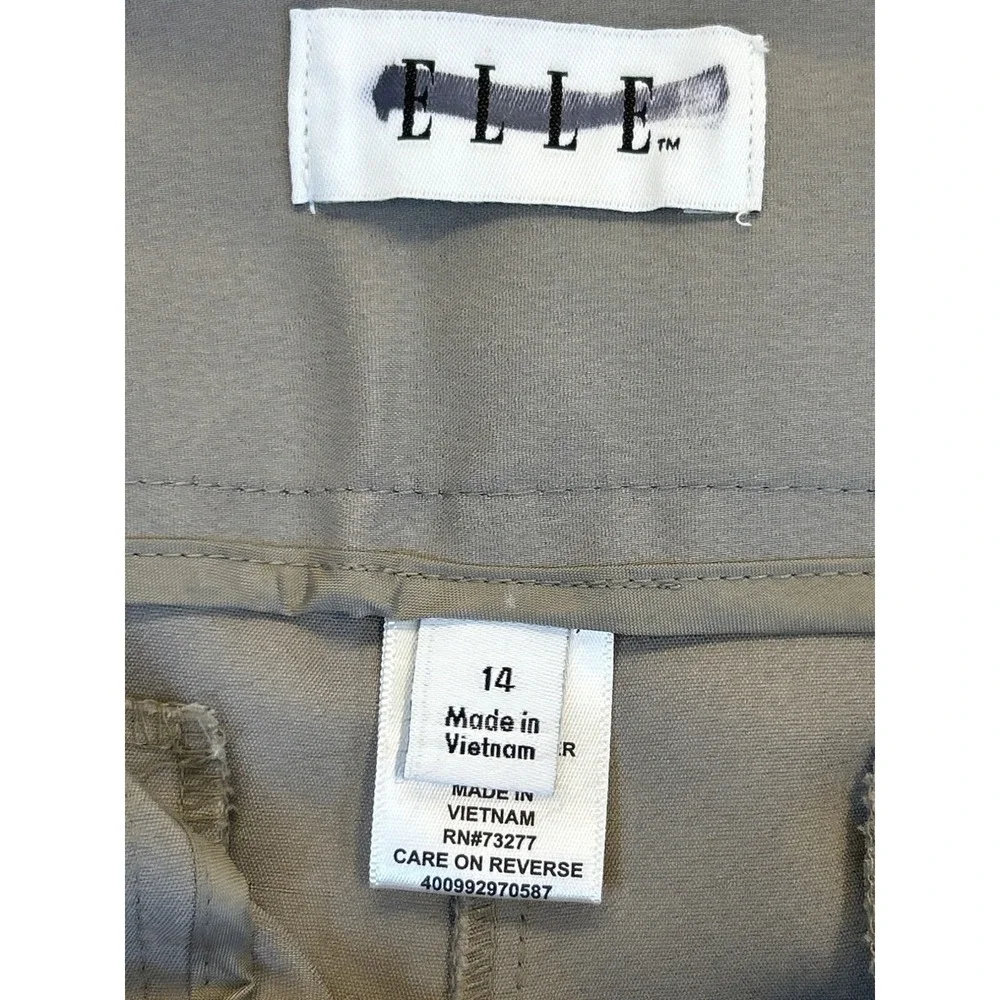 Elle Career Essentials Pants Womens 14 Taupe Grey Bootcut Mid-rise‎ with Tags